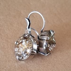 Austrian Crystal Earrings in Antique Silver